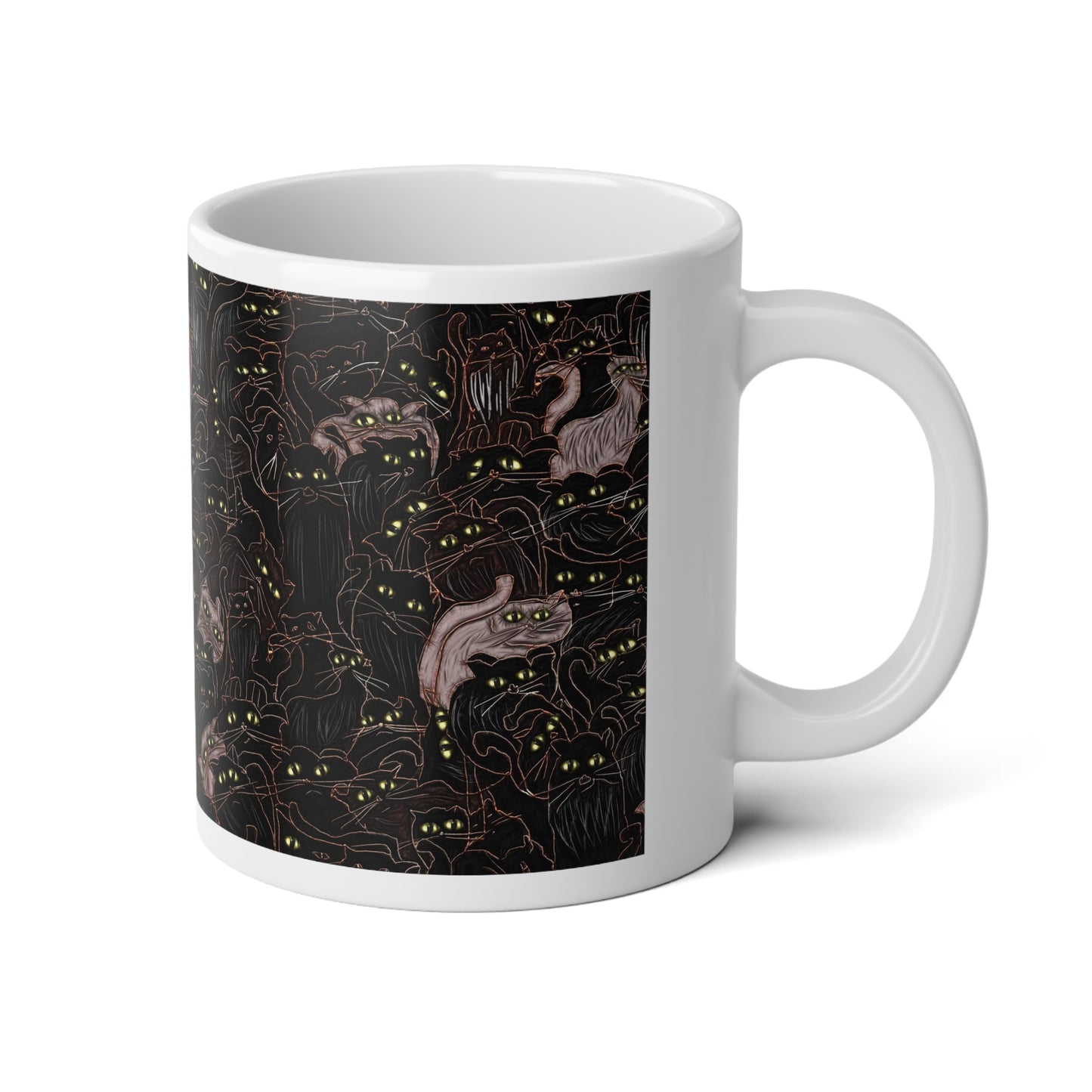 Whimsical Cat Jumbo Mug - 20oz, Perfect for Cat Lovers, Halloween Decor, Unique Gift, Cozy Beverage Companion