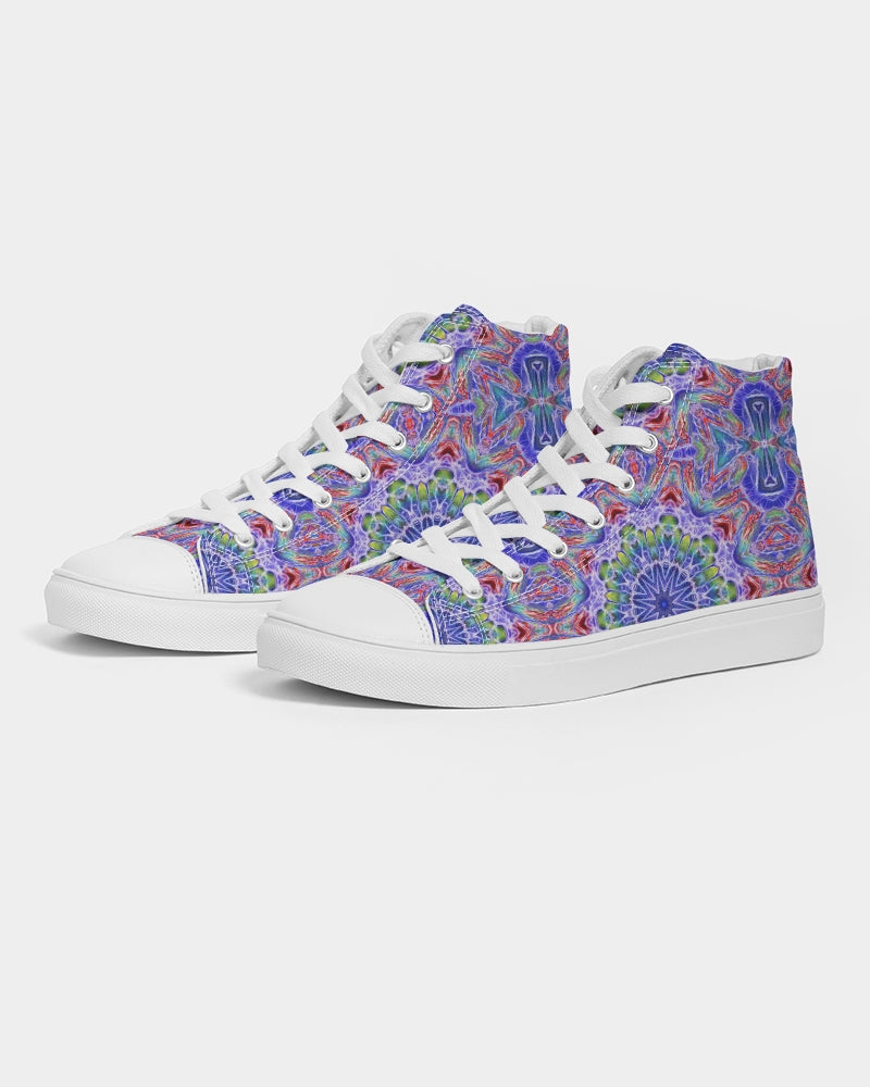 Blue Red Kaleidoscope Men's Hightop Canvas Shoe