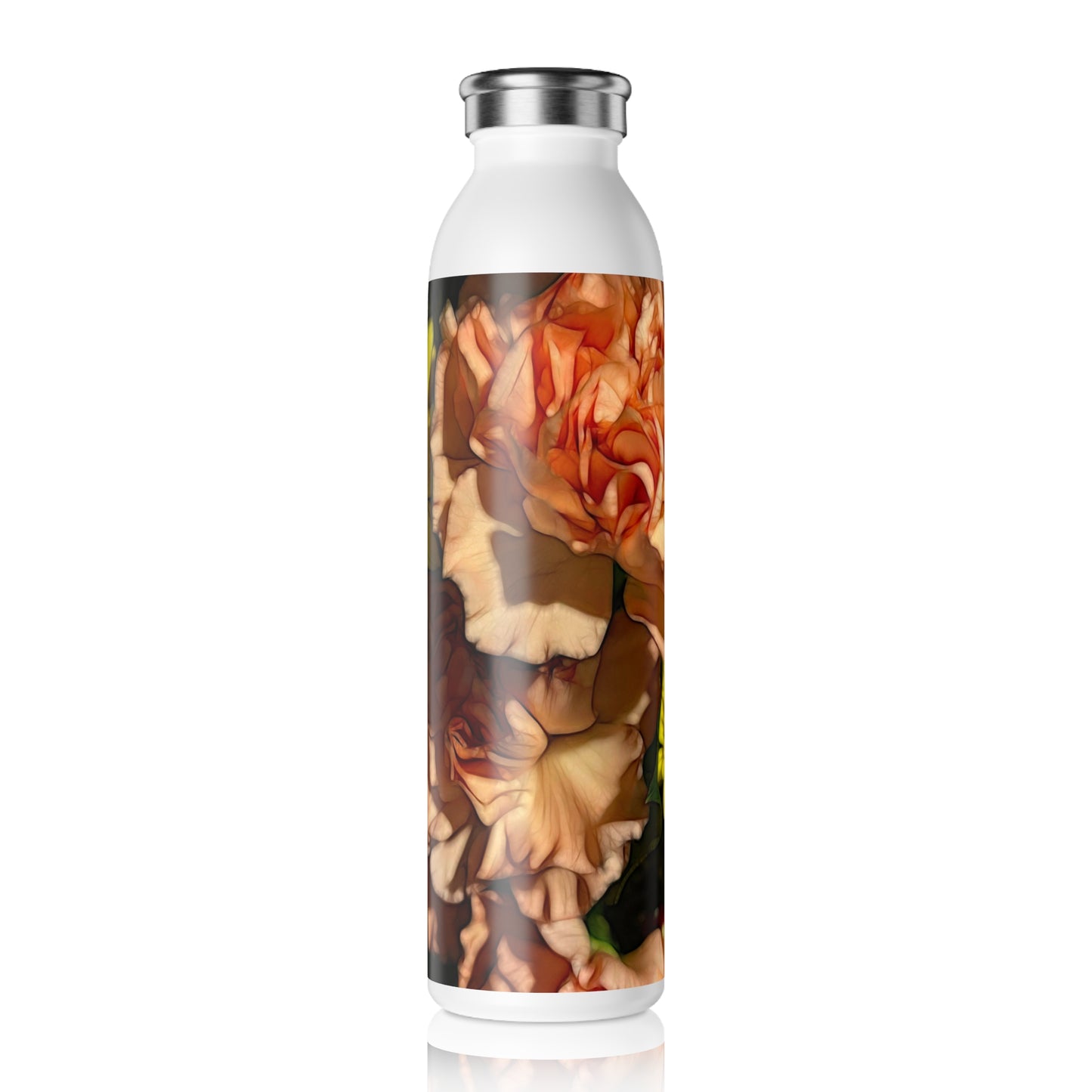 June Flowers 4 Slim Water Bottle - Reusable Hydration Bottle, Eco-Friendly Gift, Flower Design, Floral Bottle for Yoga, Hiking, Travel