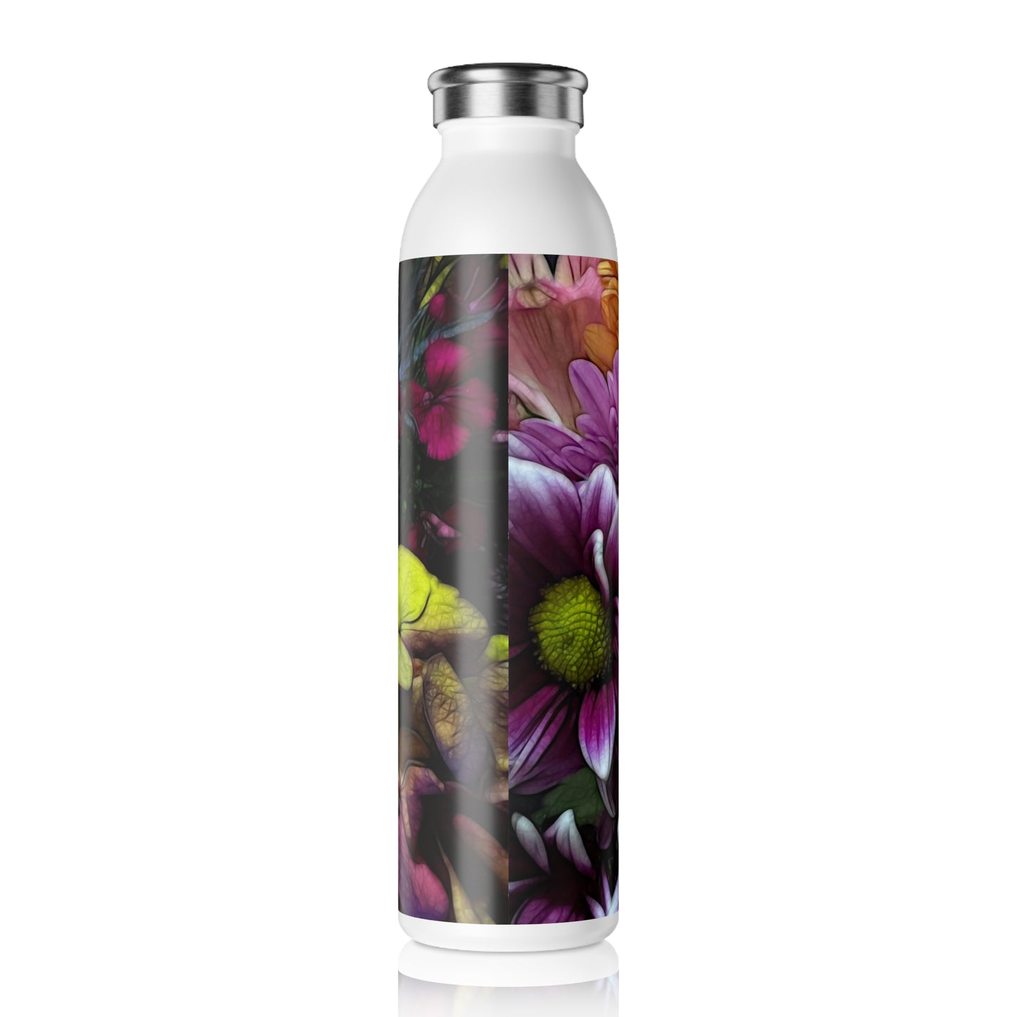 October Flowers 6 Slim Water Bottle - Elegant Hydration for Nature Lovers