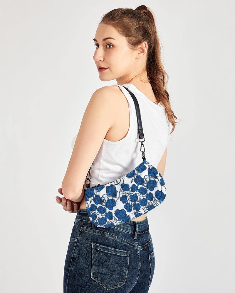 Blue Roses Petite Canvas Pouch