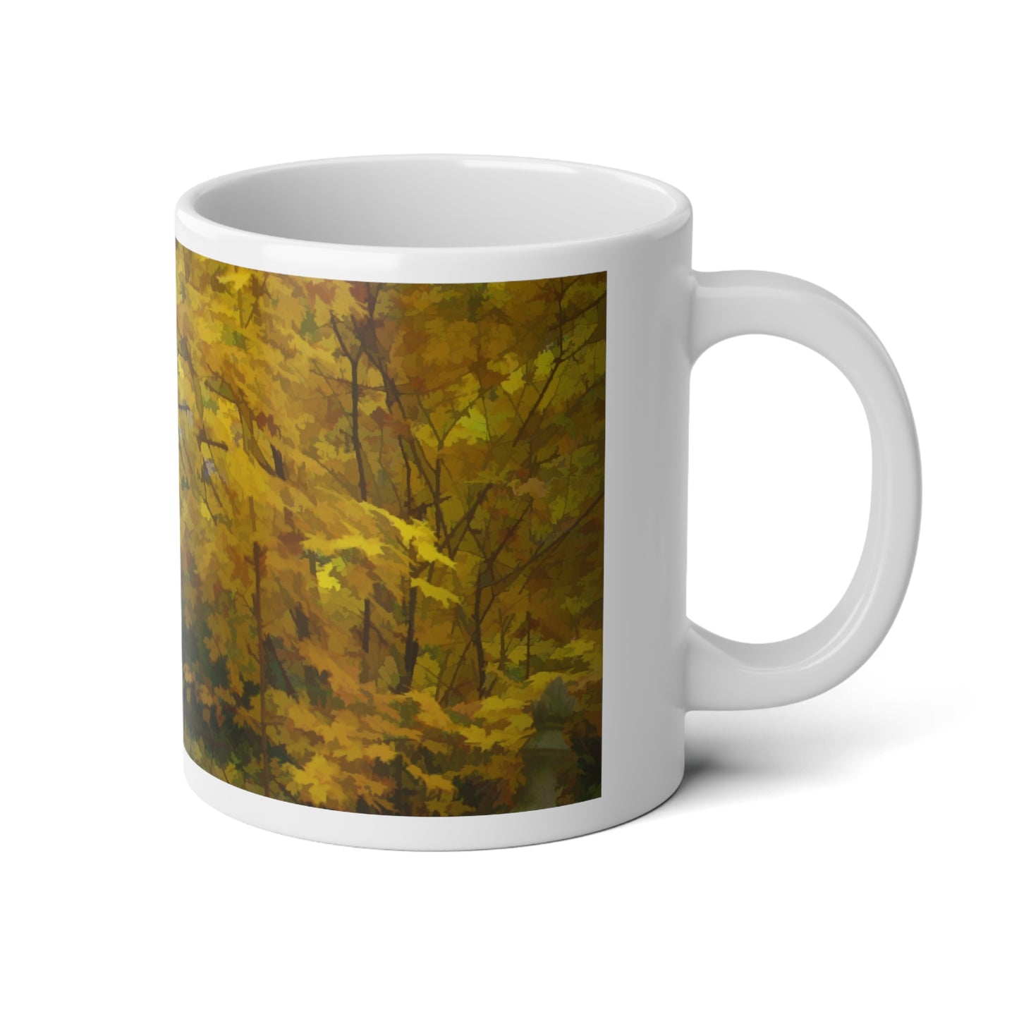 Autumn Landscape Jumbo Mug, Cozy Fall Coffee Cup, 20oz Ceramic Mug, Gift for Nature Lovers, Halloween and Thanksgiving
