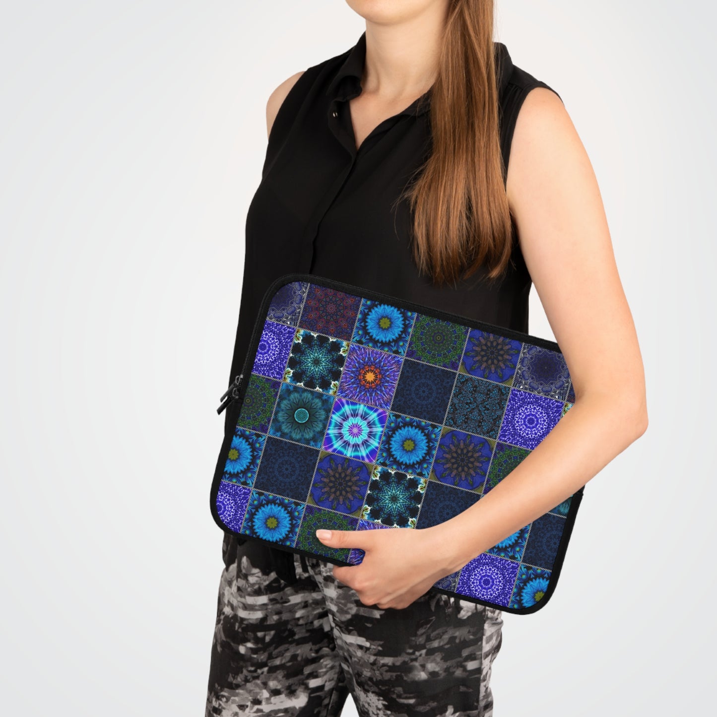 Blue Crazy Quilt Laptop Sleeve