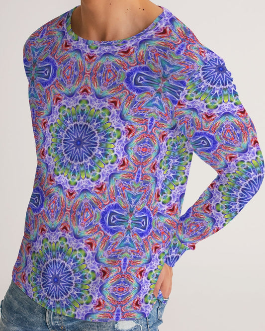 Blue Red Kaleidoscope Men's All-Over Print Long Sleeve Tee