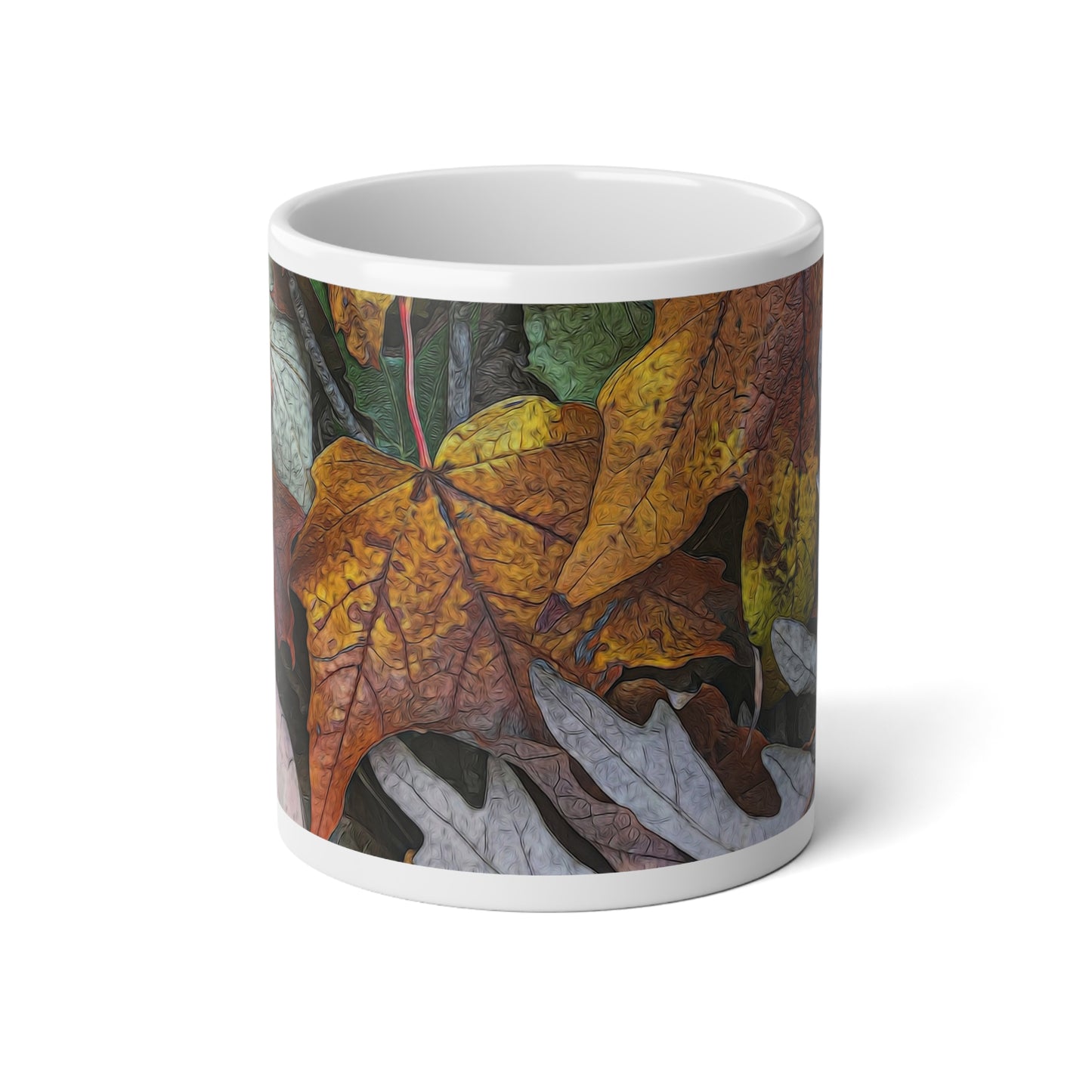 Mid October Leaves 3 Jumbo Mug, 20oz - Perfect for Coffee Lovers, Fall Decor, Thanksgiving Gift, Cozy Vibes, Rustic Home