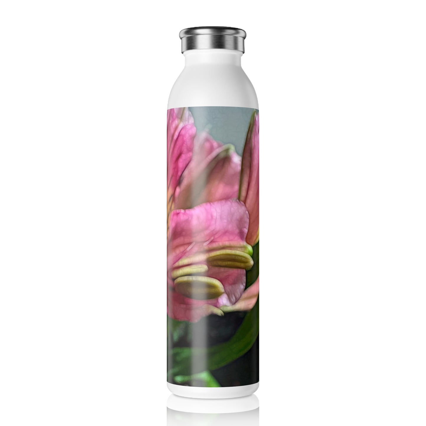 October Flowers 3 Slim Water Bottle - Eco-Friendly Hydration with Vibrant Flower Design