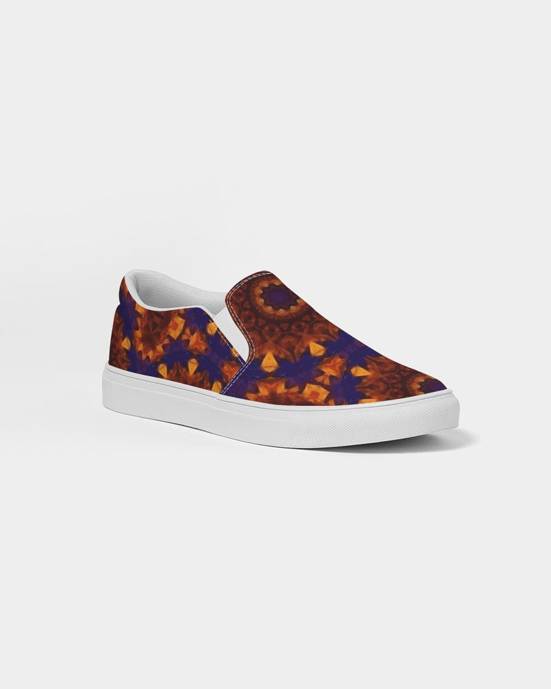 Blue Orange Red Kaleidoscope Women's Slip-On Canvas Shoe