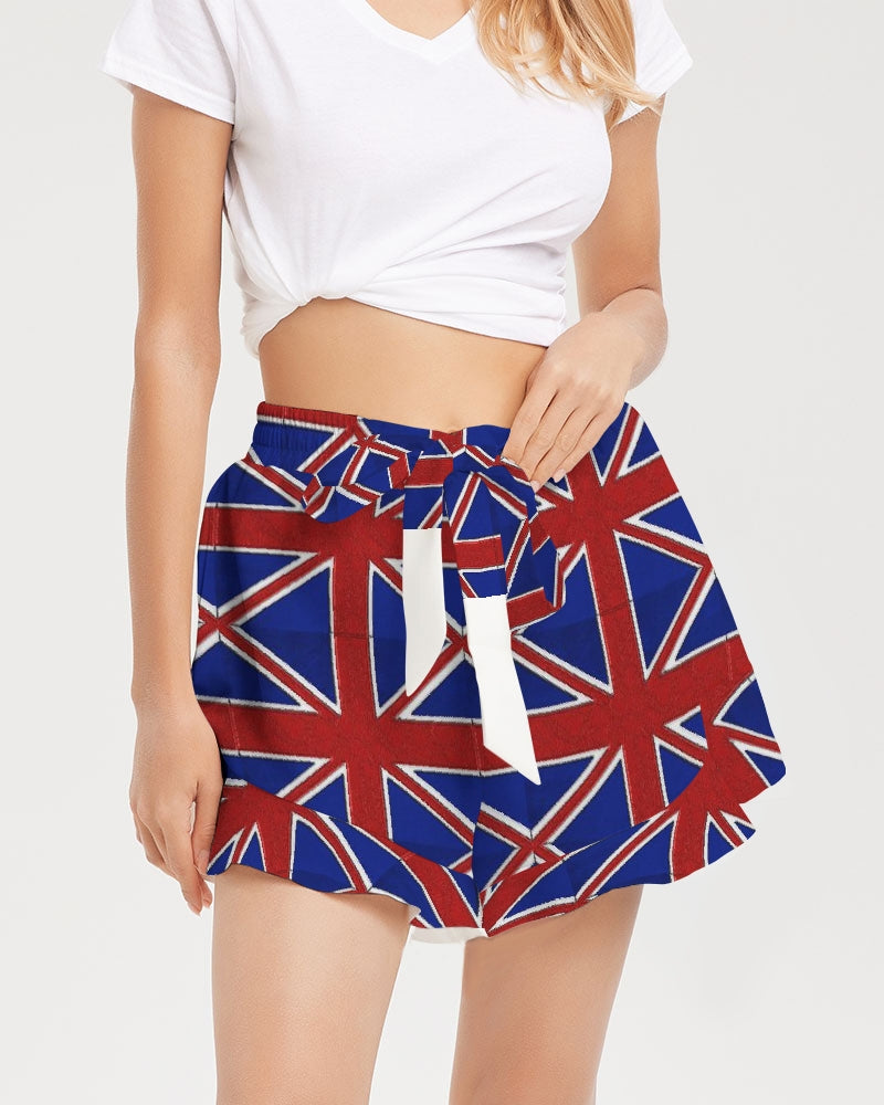 British Flag Pattern Women's All-Over Print Ruffle Shorts