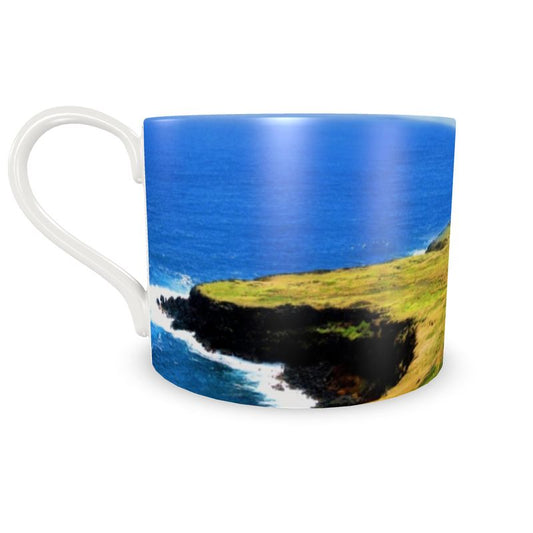 Hwaiian Kona Coast and Black Sand Beach Black Roses Cup and Saucer