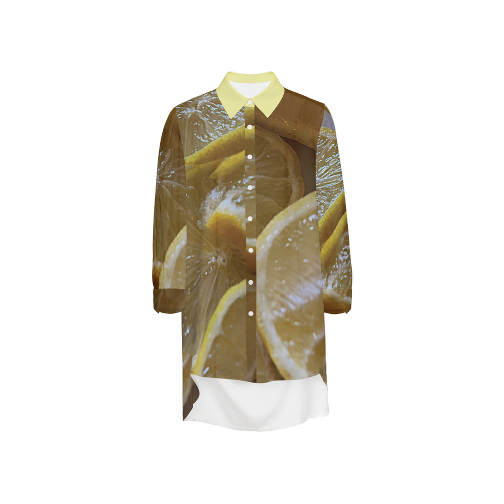 Lemons Women's High-Low Long-Sleeve Hem Shirt-Wrinkle-Free Silky-like Elegance