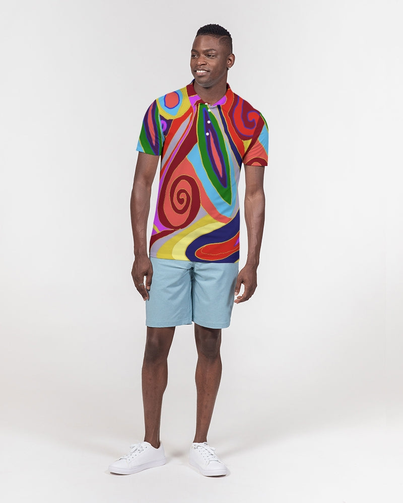 May Afternoon Men's All-Over Print Slim Fit Short Sleeve Polo