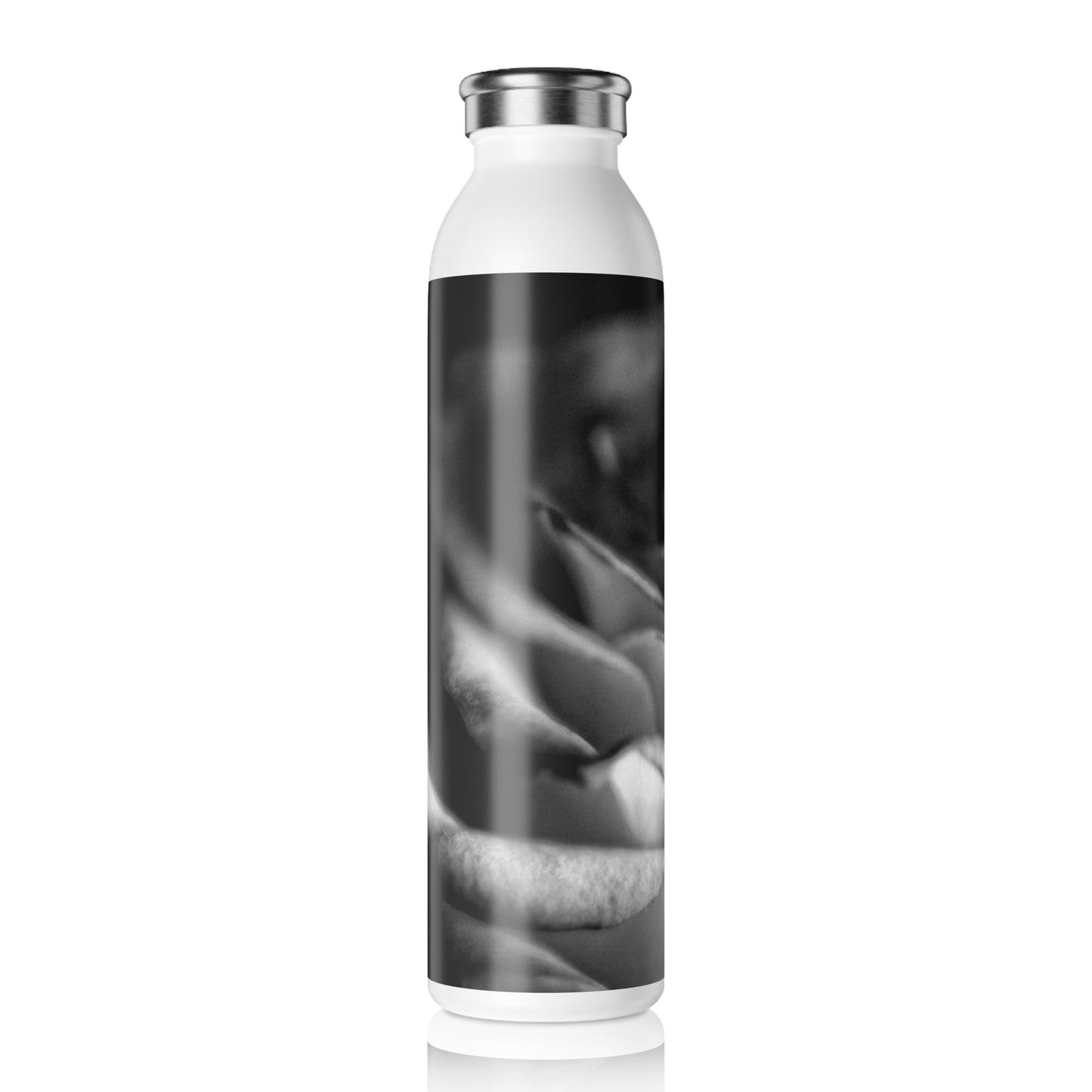 Light Black and White Rose Slim Water Bottle with Floral Design, Eco-Friendly Drinkware, Perfect for Gifts, Daily Hydration, Fitness, Home Decor