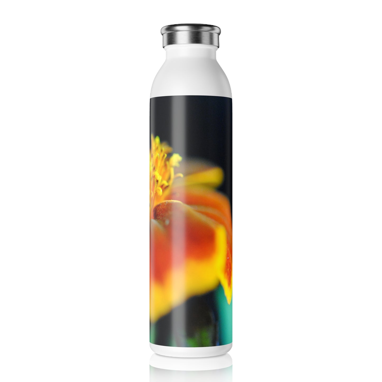 Marigold With Pollen Slim Water Bottle | Eco-Friendly Hydration, Gift for Nature Lovers, Gym Essential, Summer Accessories
