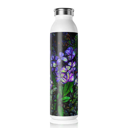 Lilac Abstract Slim Water Bottle, Eco-Friendly Travel Tumbler, Reusable Sports Bottle, Gift for Her, Hydration Flask, Nature Lover's Gift