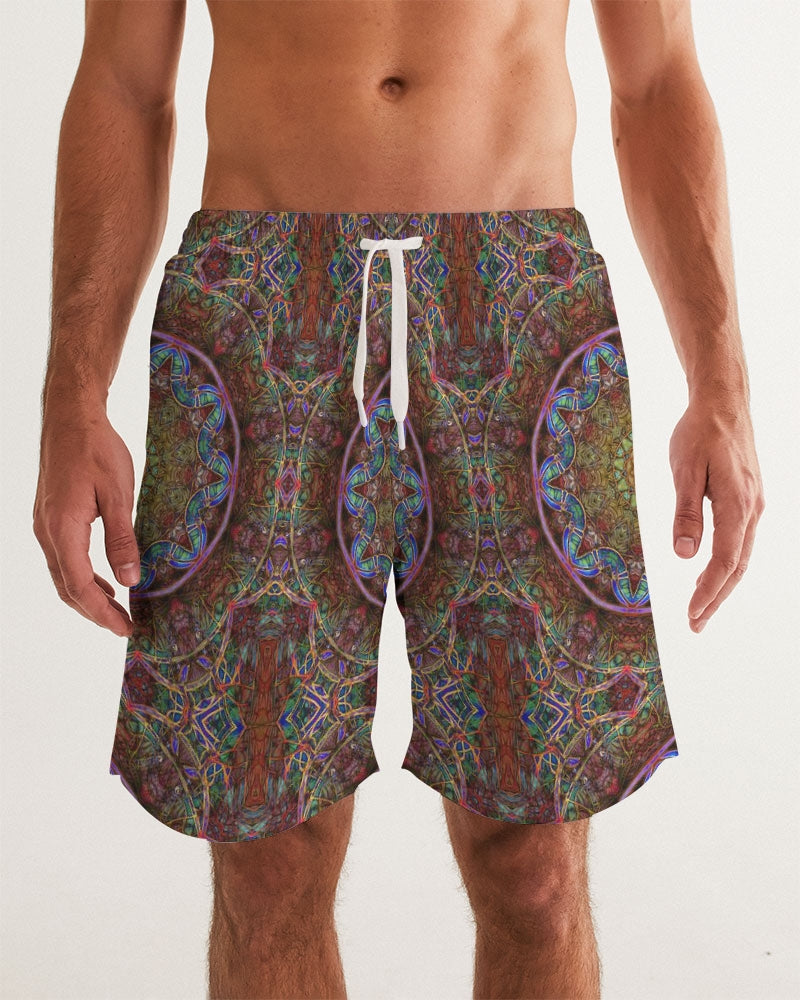 Blue Pink Windy Kaleidoscope Men's All-Over Print Swim Trunk