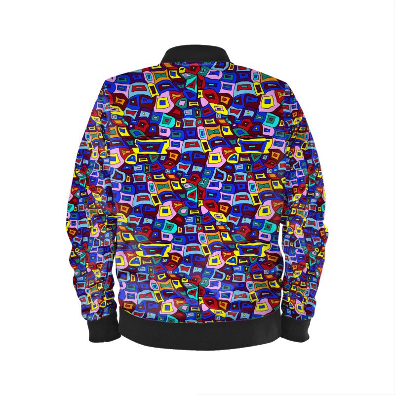 Wavy Square Pattern Mens Bomber Jacket