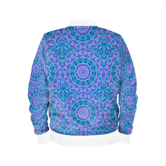 Blue and Purple Tie Dye Kaleidoscope Mens Bomber Jacket