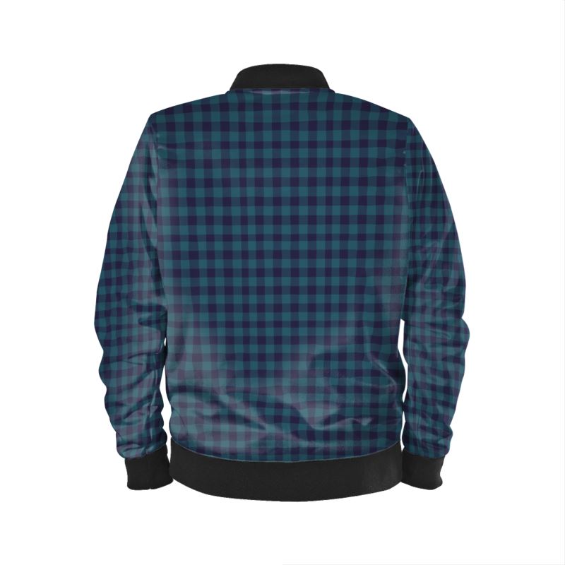 Blue Gingham Mens Bomber Jacket