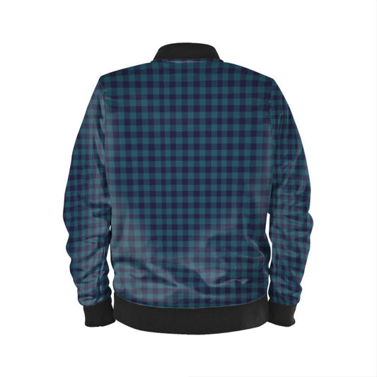 Blue Gingham Mens Bomber Jacket