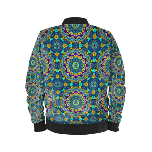 Blue Green Blur Kaleidoscope Mens Bomber Jacket