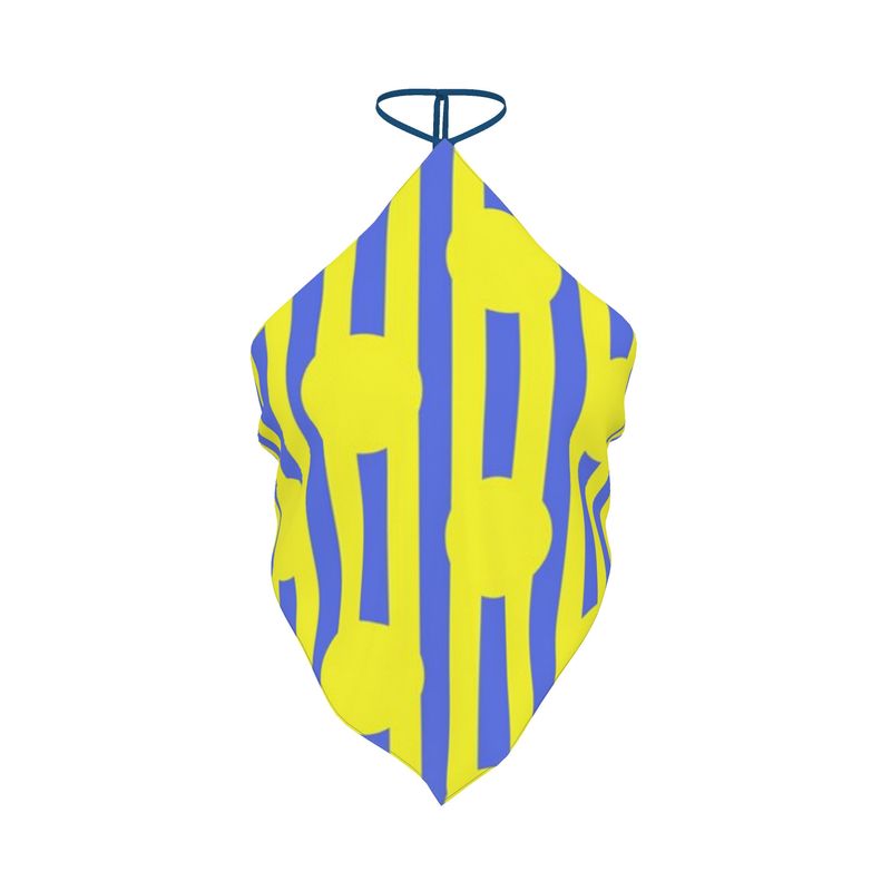 Blue Yellow Stripes and Dots Bandana Top