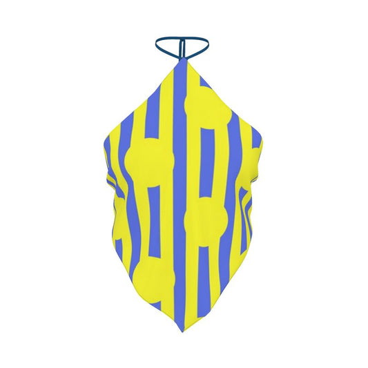 Blue Yellow Stripes and Dots Bandana Top