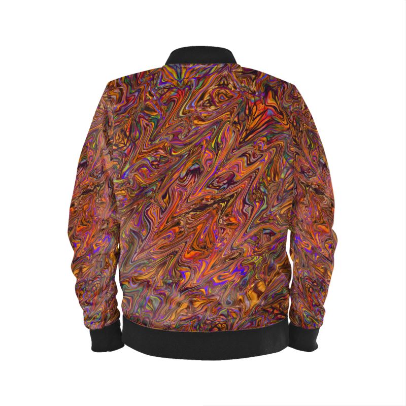 Orange Liquid Marbling Mens Bomber Jacket
