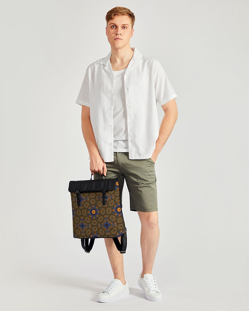 Blue and Yellow Sketch Kaleidoscope Casual Flap Backpack