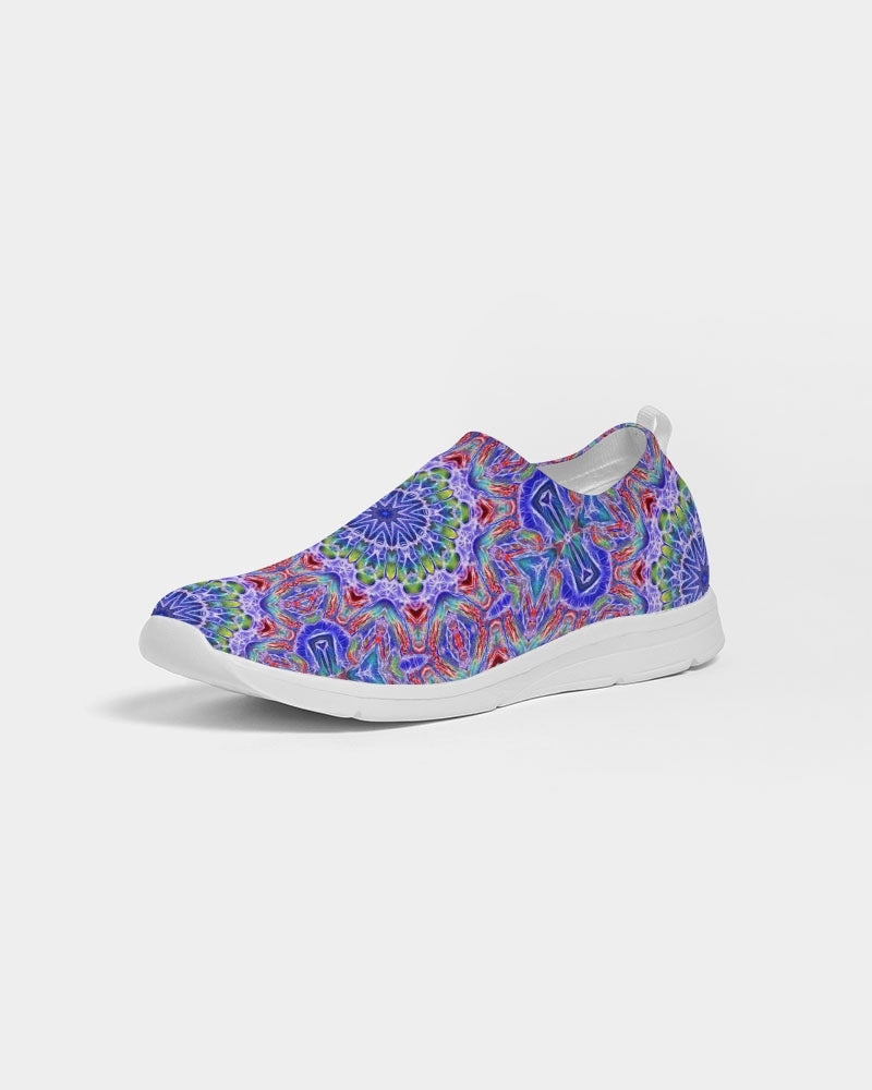 Blue Red Kaleidoscope Women's Slip-On Flyknit Shoe