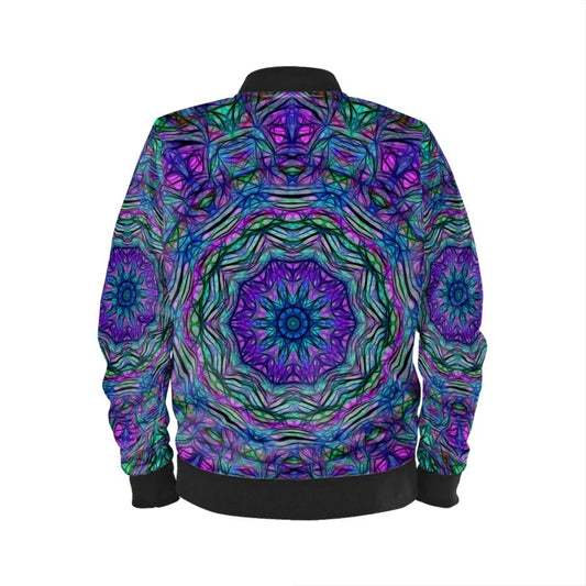 Blue Green Purple Kaleidoscope Mens Bomber Jacket