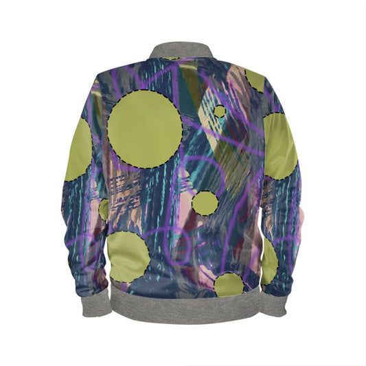 Blue Green Spatter Doodle Mens Bomber Jacket