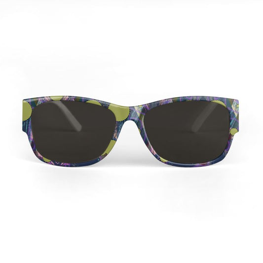 Blue Green Splatter Doodle Sunglasses