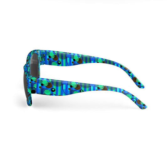Blue Green Stripes and Dots Sunglasses