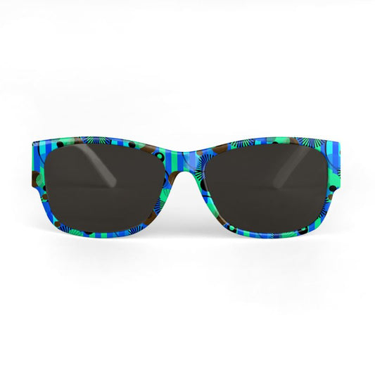 Blue Green Stripes and Dots Sunglasses