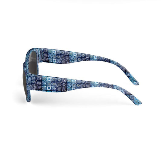 Blue Ice Crystals Motif Sunglasses