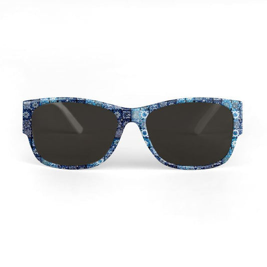 Blue Ice Crystals Motif Sunglasses