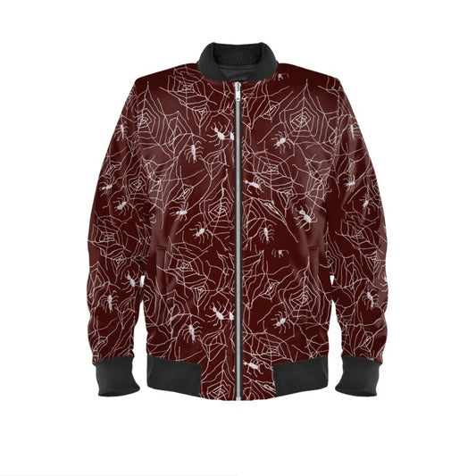 Spider Webs On Red Mens Bomber Jacket