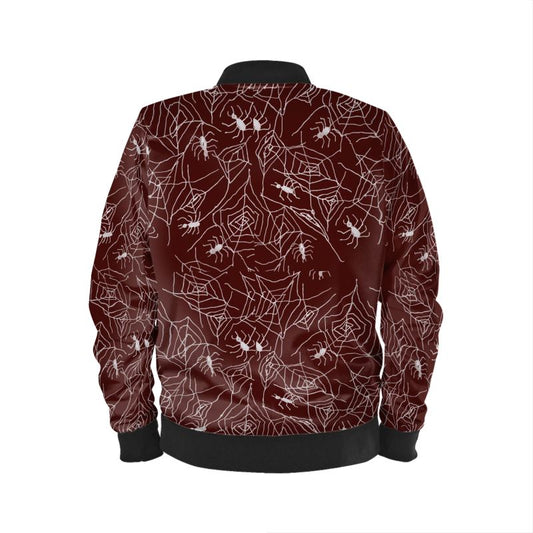 Spider Webs On Red Mens Bomber Jacket
