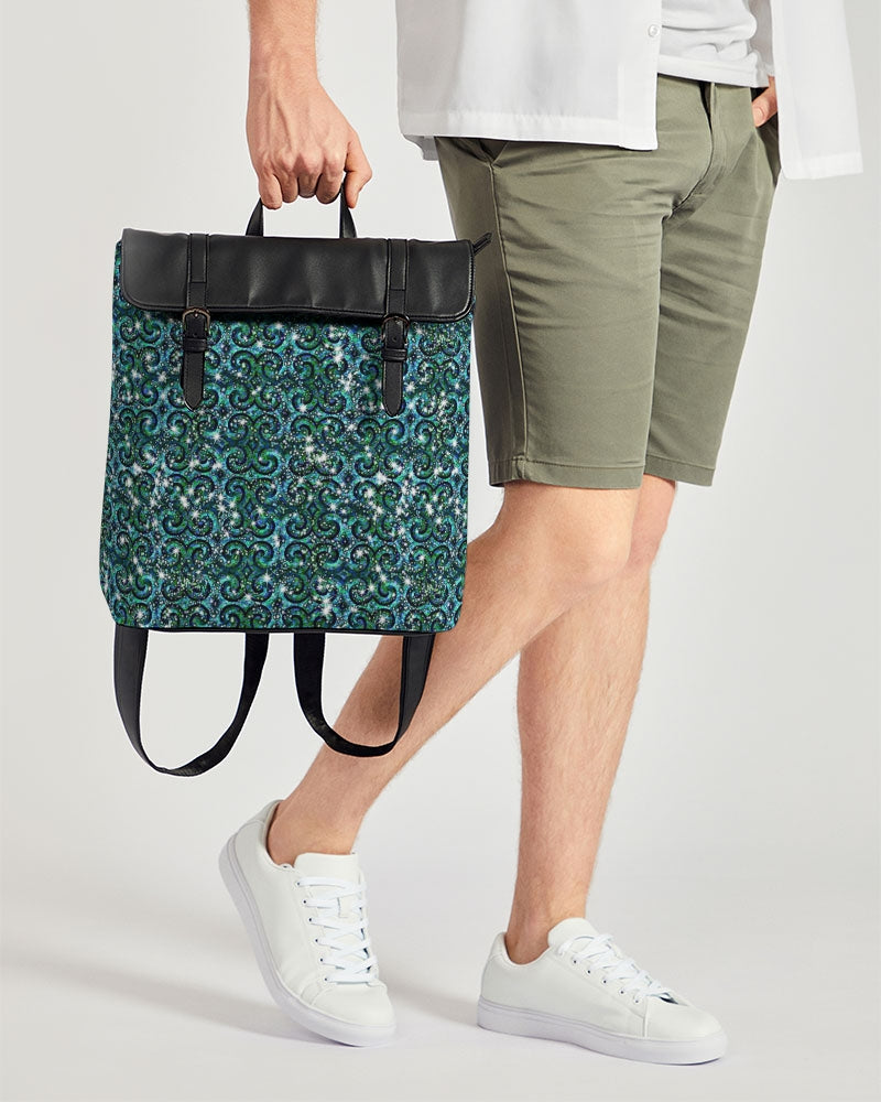 Blue Ice Sparkle Swirl Casual Flap Backpack