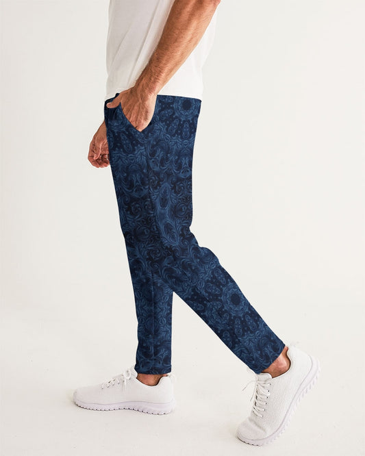 Blue Faux Velvet Kaleidoscope Men's All-Over Print Joggers