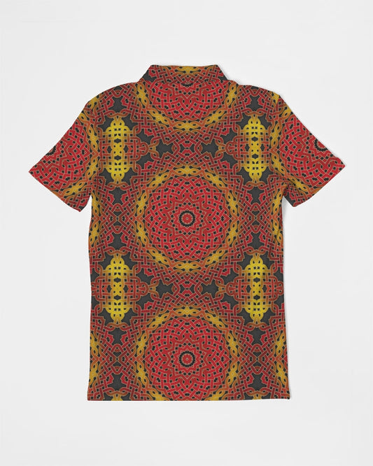 Celtic Orange Spiral Men's All-Over Print Slim Fit Short Sleeve Polo