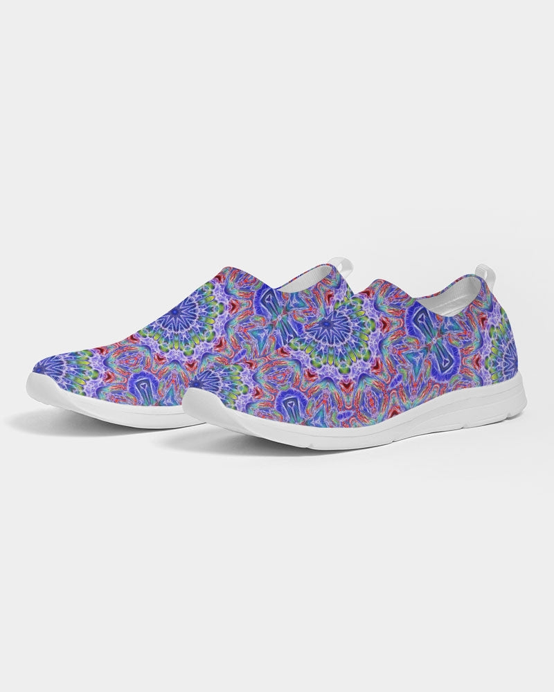 Blue Red Kaleidoscope Men's Slip-On Flyknit Shoe