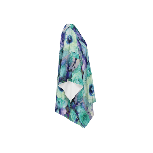 Aqua Flower Kaleidoscope Women's Silky-like Wrap-Ultra-Soft and Smooth