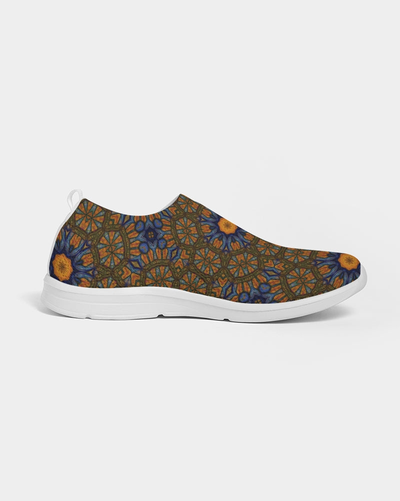 Blue and Yellow Sketch Kaleidoscope Women's Slip-On Flyknit Shoe