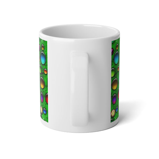 20oz Jumbo Mug — Colorful Bubble Ornament Pattern on Green