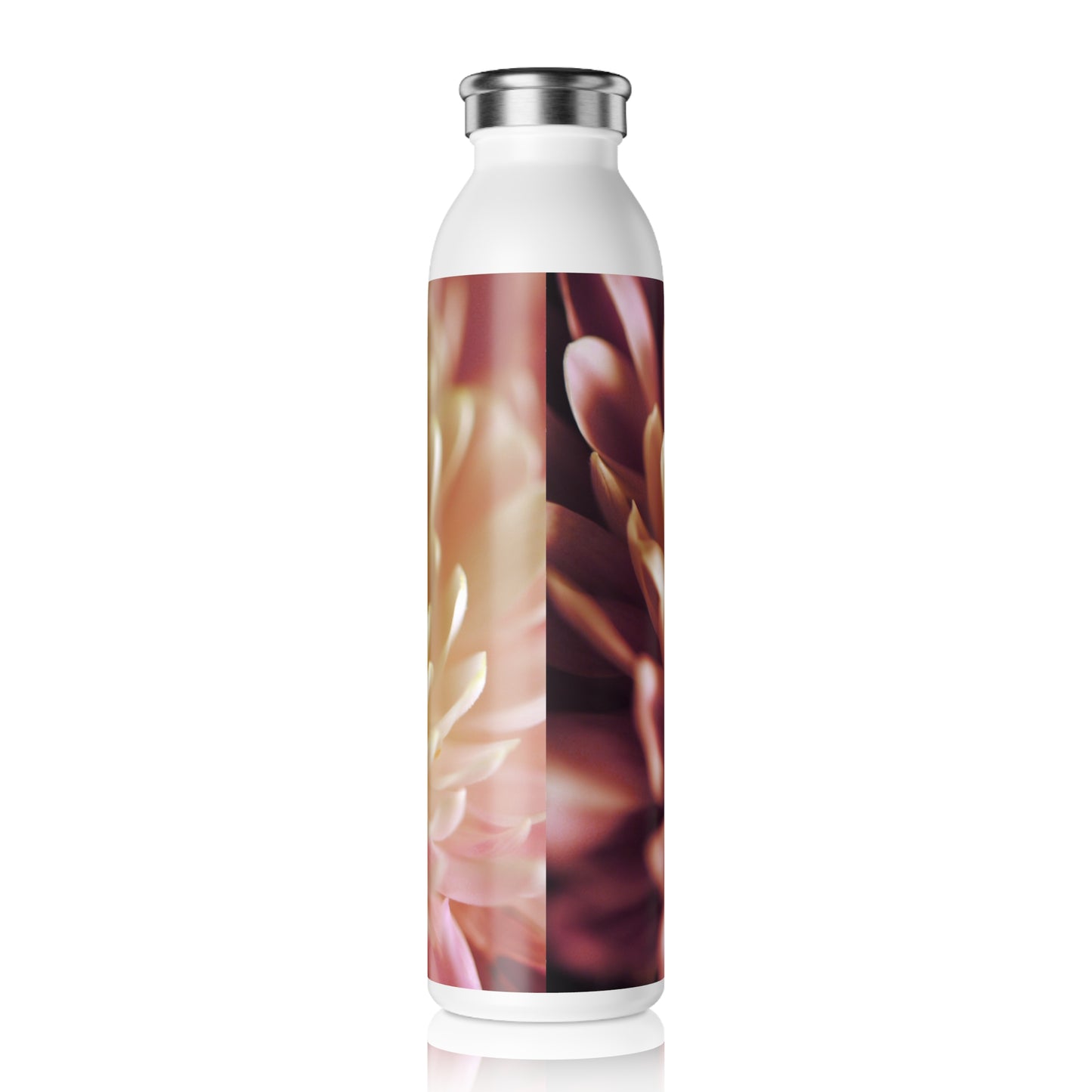 Pink and White Flower Slim Water Bottle, Eco-Friendly Hydration, Travel Mug, Gift for Her, Fitness Water Bottle, Floral Design