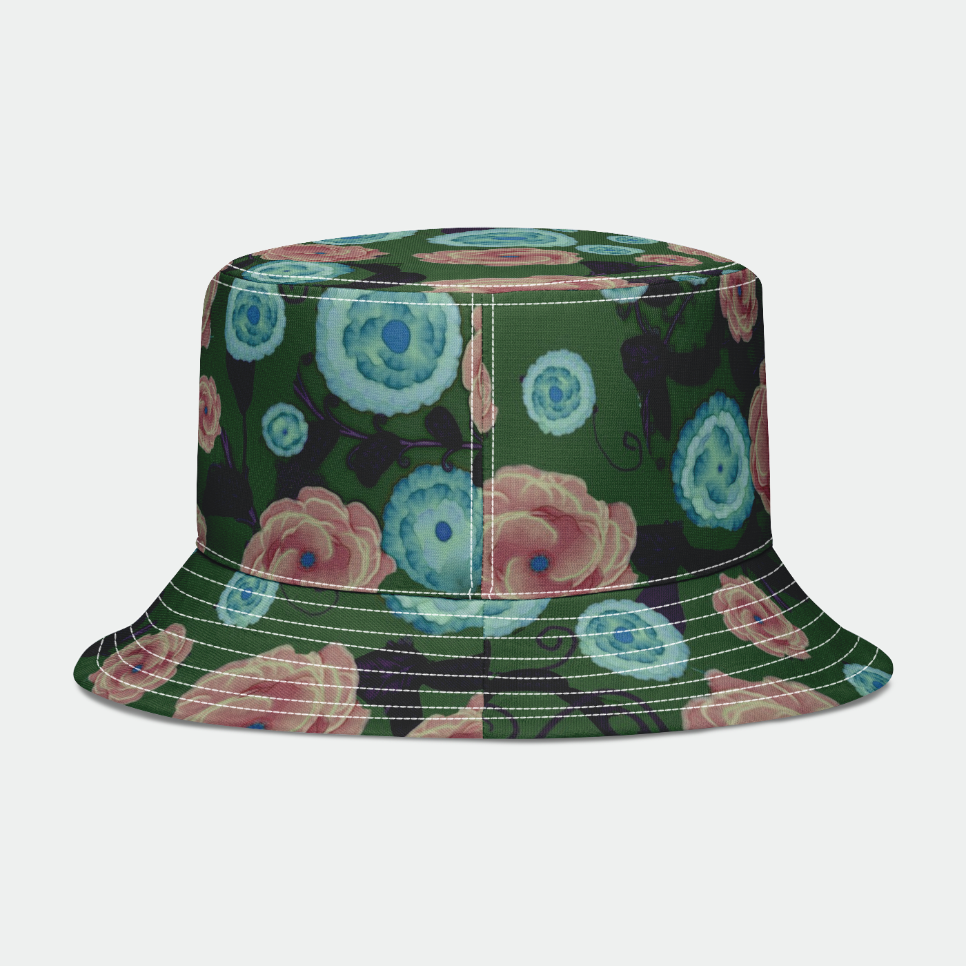 Earthy Peach Turquoise Floral Bucket Hat