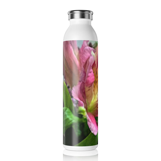 October Flowers 3 Slim Water Bottle - Eco-Friendly Hydration with Vibrant Flower Design