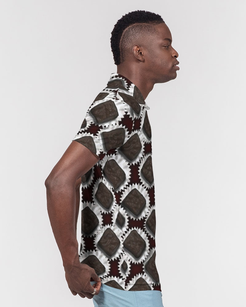 Box of Chocolates Men's All-Over Print Slim Fit Short Sleeve Polo