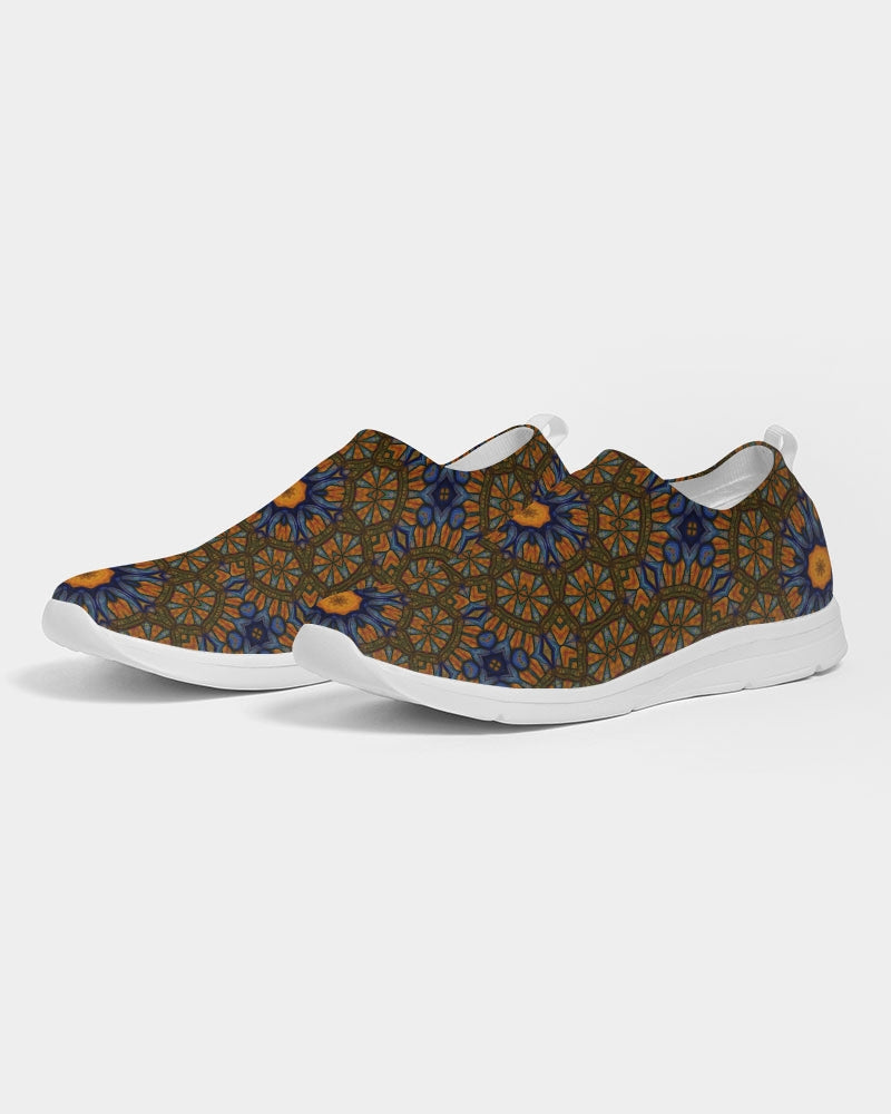 Blue and Yellow Sketch Kaleidoscope Men's Slip-On Flyknit Shoe